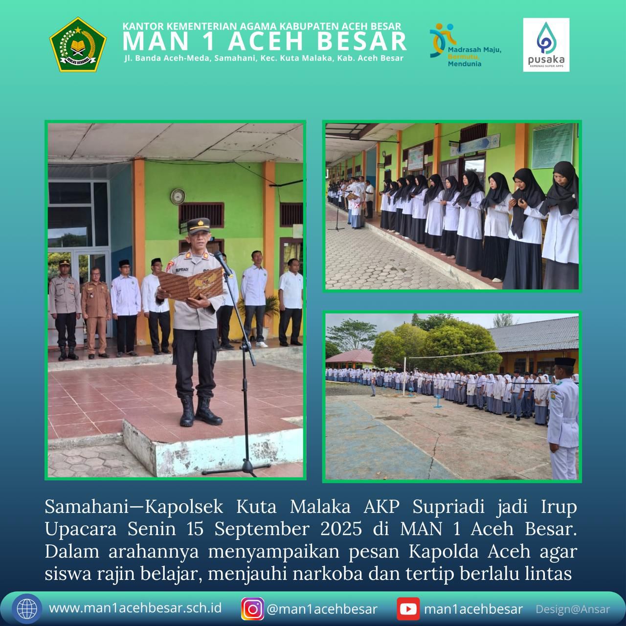 Kapolsek Kuta Malaka Jadi Irup di MAN 1 Aceh Besar