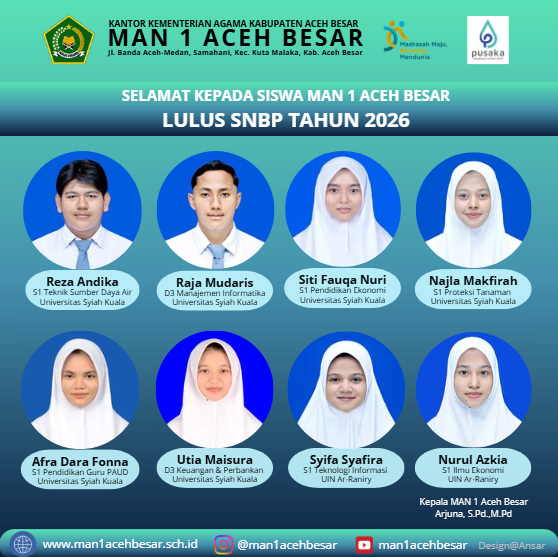 Siswa MAN 1 Aceh Besar 8 Lulus SNBP dan 3 Jalur Prestasi Poltekkes Aceh 2026