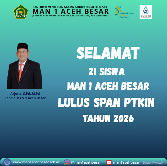 21 Siswa MAN 1 Aceh Besar Lulus SPAN PTKIN 2026