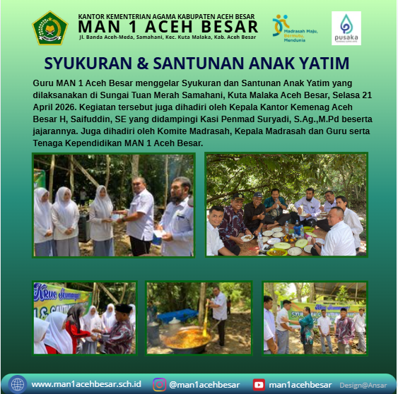 Guru MAN 1 Aceh Besar Gelar Syukuran dan Santunan Anak Yatim