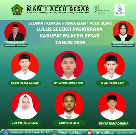 Enam Siswa MAN 1 Aceh Besar Lulus Seleksi Paskibraka Kabupaten Aceh Besar 2026