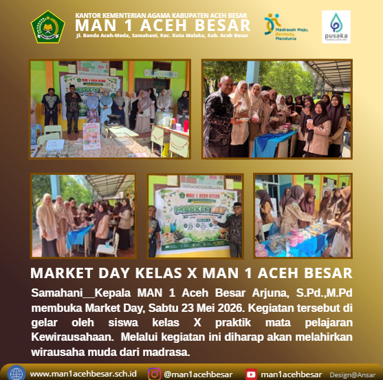 Kepala MAN 1 Aceh Besar Buka Market Day Siswa Kelas X